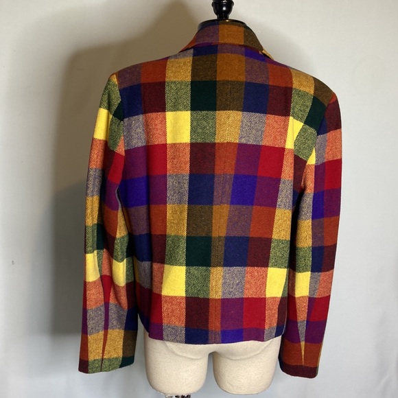 Unbranded Fall Blue Red Yellow Double Breasted Preppy Blazer Jacket Large - Picture 4 of 7
